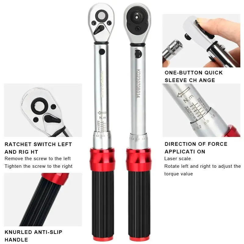 15 Piece Bike Torque Wrench Set 1/4 2 24nm Repair Kit