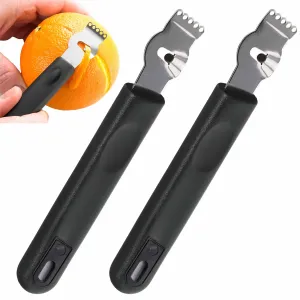 2 Zester Channel Knife Lemon Citrus Grater Lime Orange Zest Garnish Cooking 6"L
