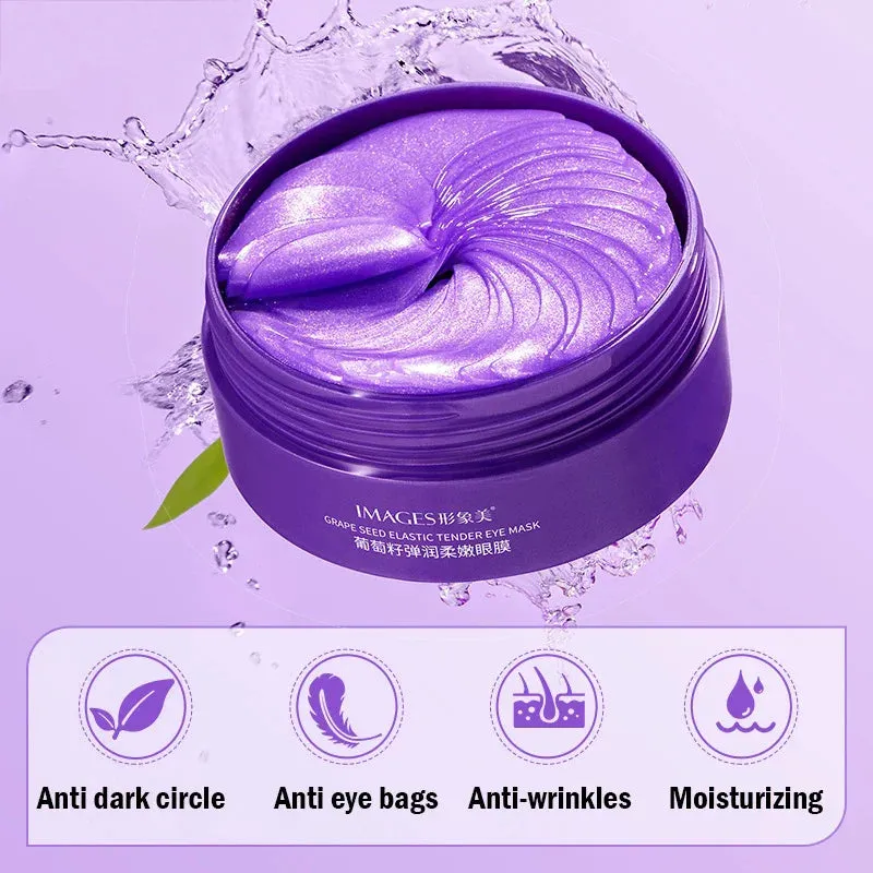 60 Piece Grape Crystal Collagen Eye Mask Anti Dark Circles & Bags Moisturizing & Anti Aging Eye Patches