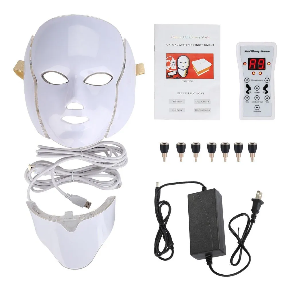 Beauty 7 Colors Light LED Facial Mask with Neck Face Care Treatment