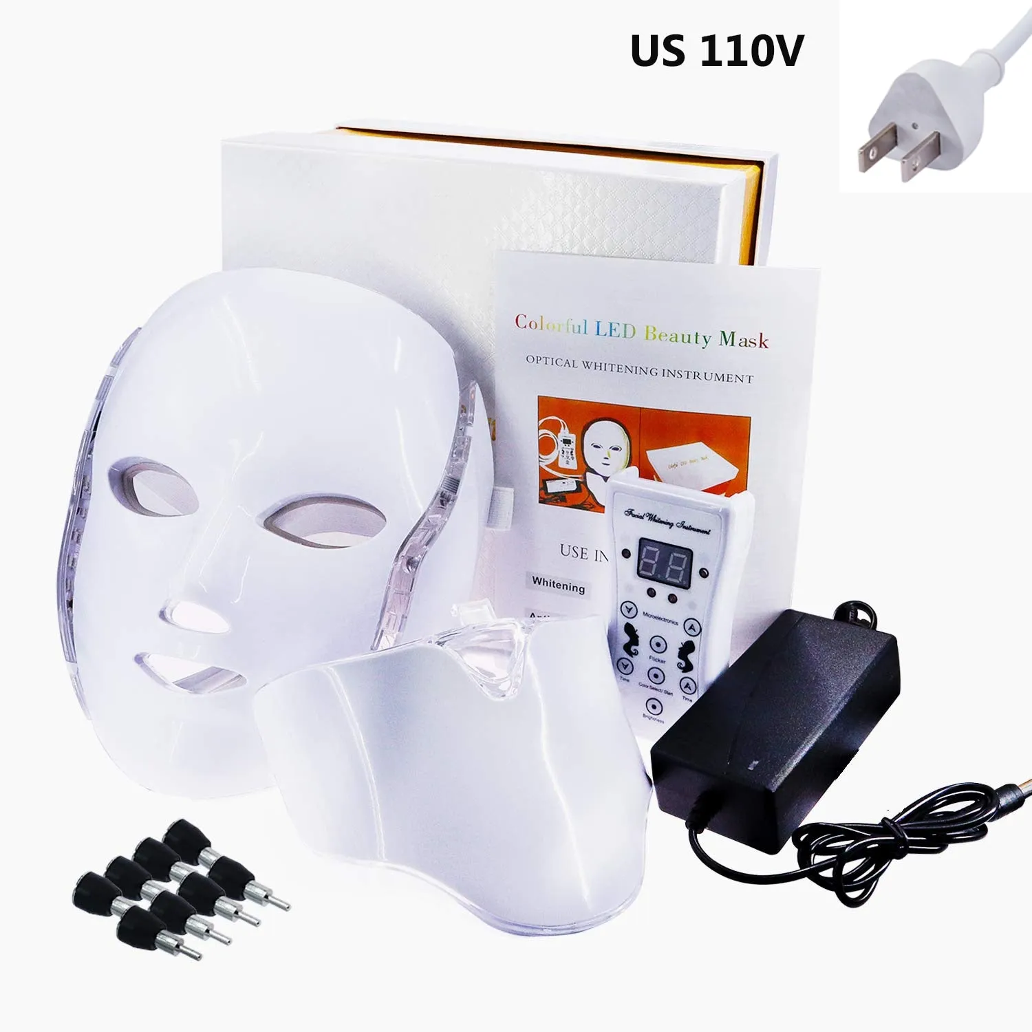 Beauty 7 Colors Light LED Facial Mask with Neck Face Care Treatment
