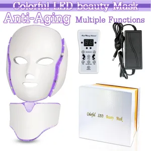 Beauty 7 Colors Light LED Facial Mask with Neck Face Care Treatment