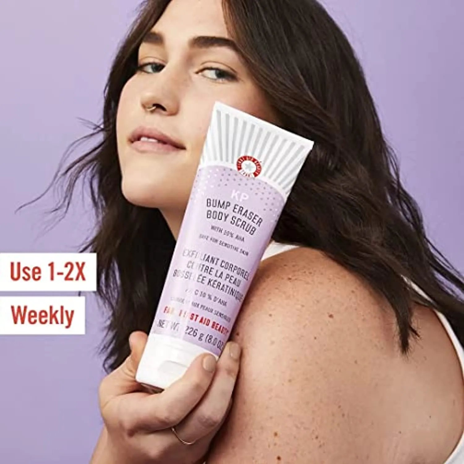 First Aid Beauty KP Bump Eraser Body Scrub with 10% AHA: Vegan Body Scrub to Decongest Pores and Gently Exfoliate the Skin (8 oz)