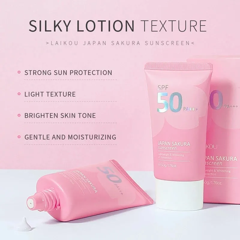 Sakura Sunscreen Cream Protector Facial Sun Block Spf50 Gel Isolation Lotion Cream Bleaching Creams Facial Moisturizer Whitening