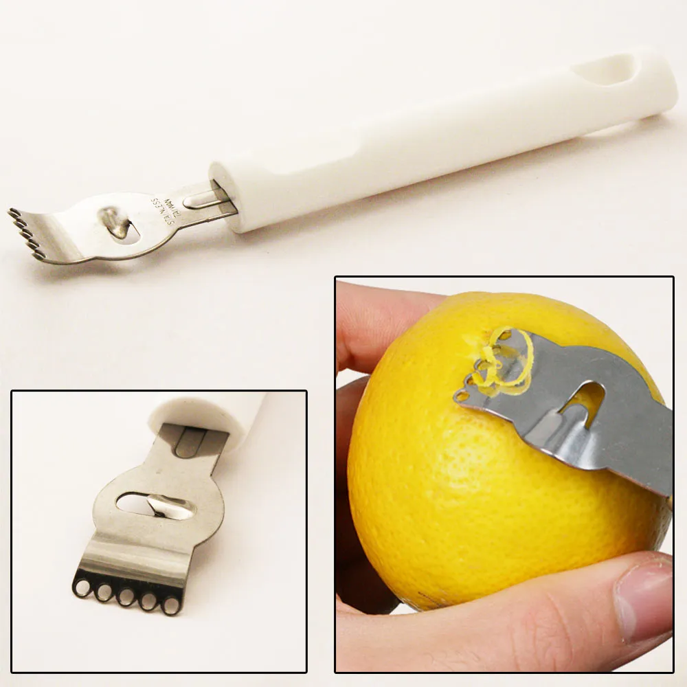 Stainless Steel Lemon Lime Citrus Zester Garnish Kitchen Tool Curls Twists New