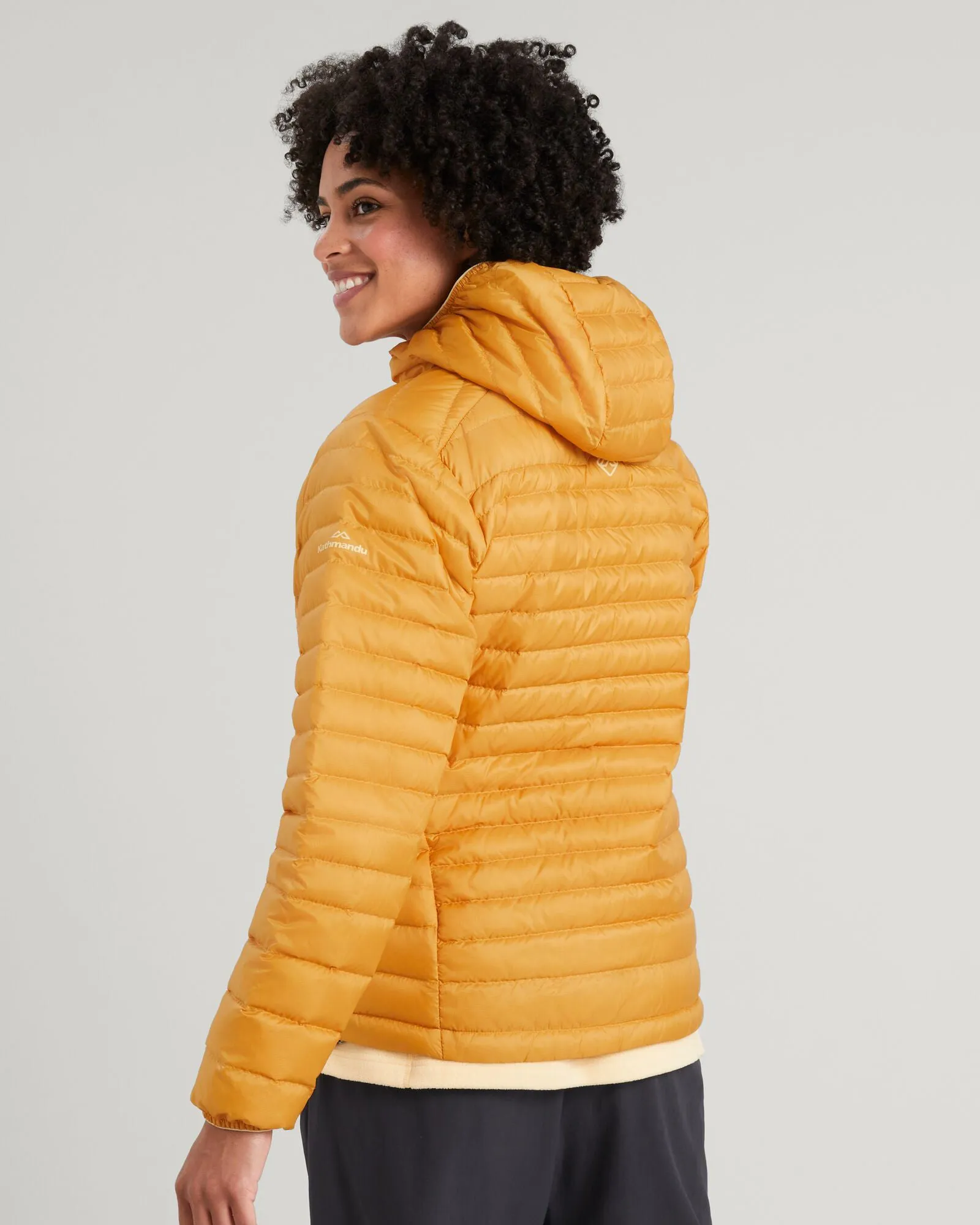 Women's Heli R Hooded Down Jacket - Mustard Yellow