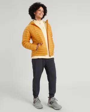 Women's Heli R Hooded Down Jacket - Mustard Yellow